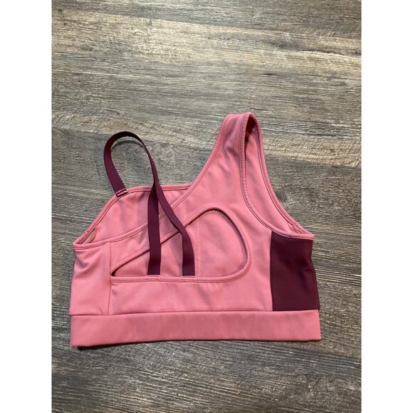 Gymshark Asymmetric Sports Bra - Dusky Pink/Dark Ruby Size XS - Picture 3 of 5